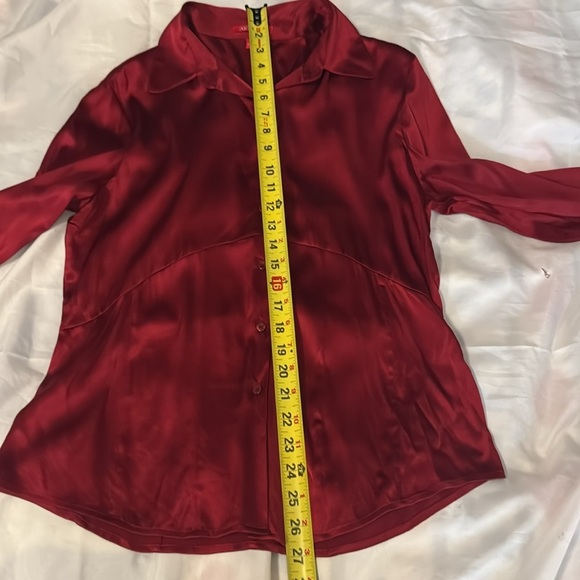 Anne Klein silk red button down blouse - Picture 7 of 10